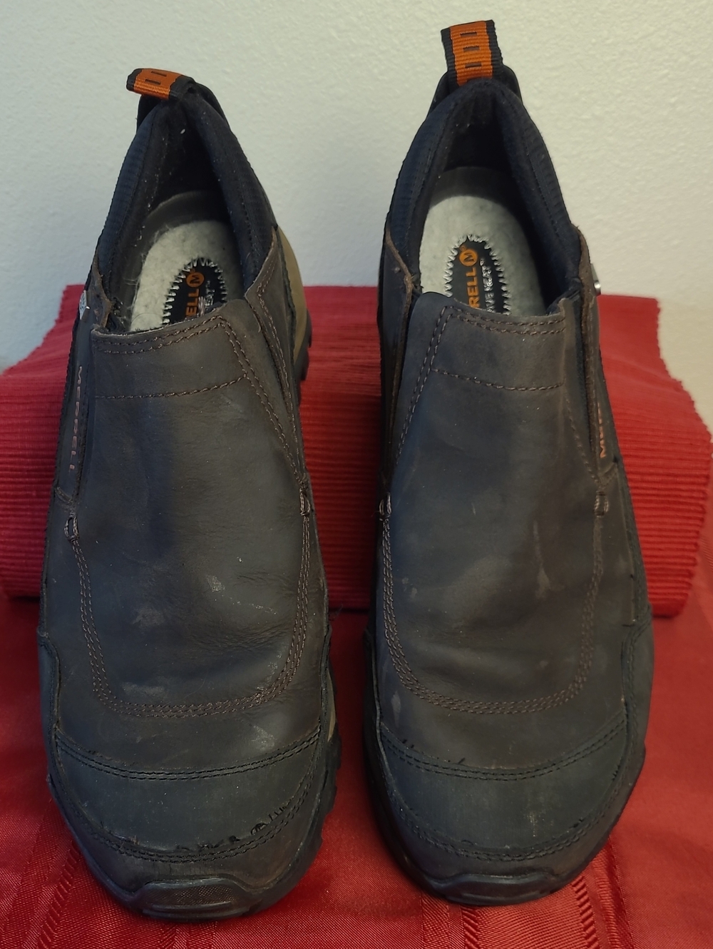 Merrell Waterproof Lined Polar Fleece Men’s Slip-On Loafers in Dark Brown